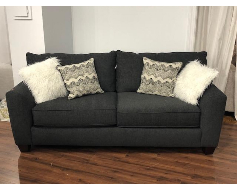 Living Room Set Track Arms Block Feet Woven Texture Grey
