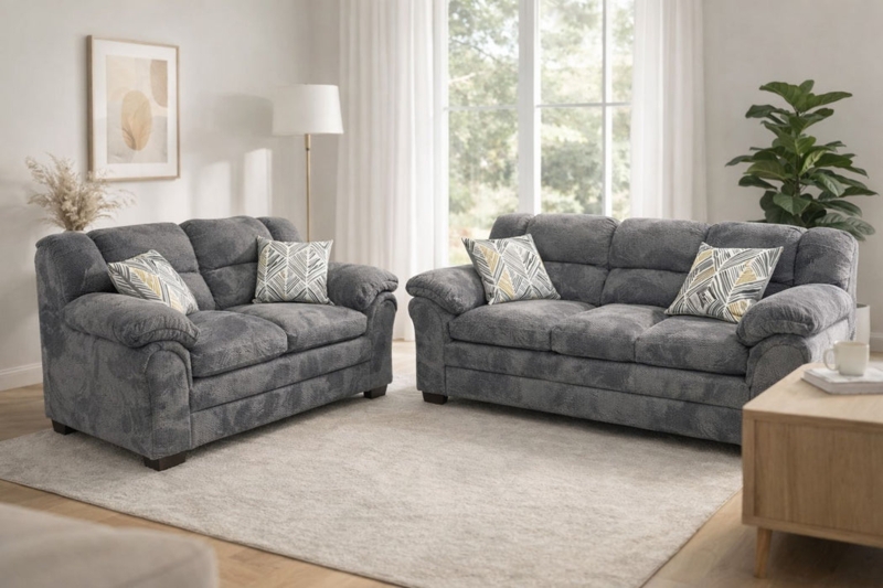Living Room Set Track Arms Textured Weave Low Profile Base