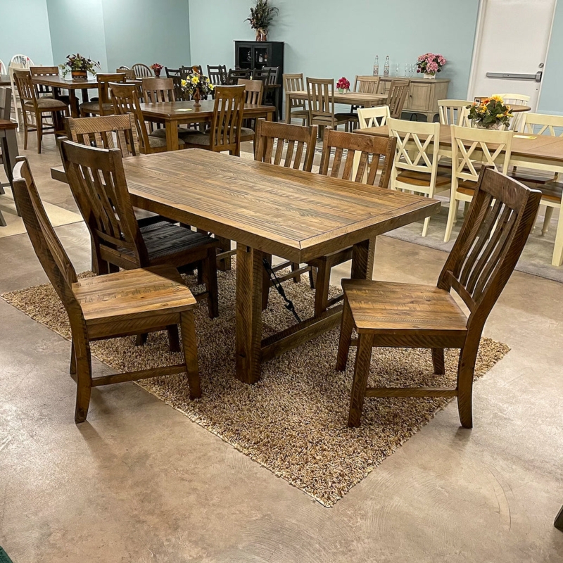 Lodge Style Dining Set featuring Cross Back Chairs and Tapered Legs