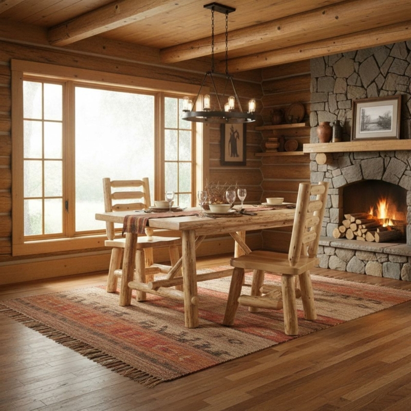 Log Ladderback Dining Chair with Clear Finish
