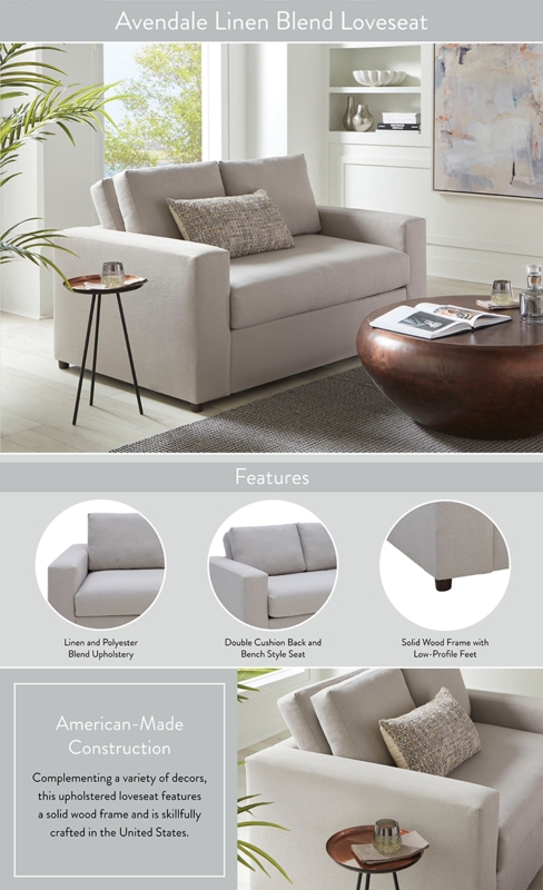 Loveseat Bench Seat Cushion Light Gray Piping Detail