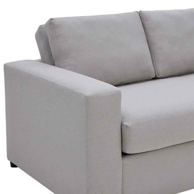 Loveseat Black Tapered Legs Woven Fabric Minimalist