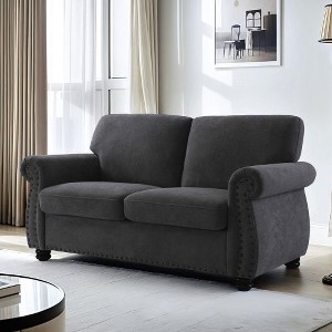 Loveseat Black Velvet Turned Legs Bench Seat Elegant Small Space Seating