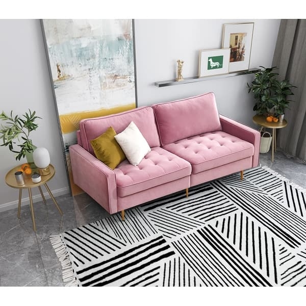 Loveseat Blush Pink Velvet Tuxedo Silhouette Gold Legs