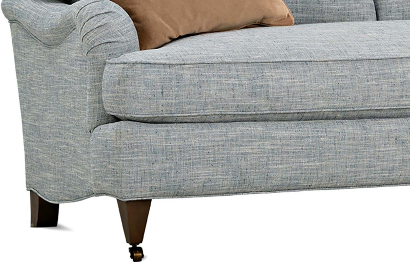 Loveseat Brass Casters Cream English Roll Arms Traditional Style