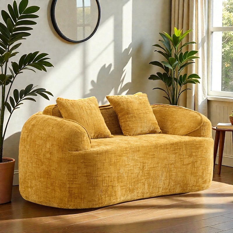 Loveseat Button Tufted Floor Seated Pink Minimalist Lounge