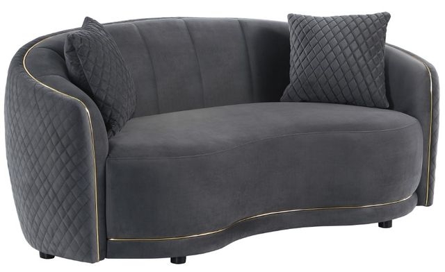 Loveseat Charcoal Armless Design Tufted Seat Contemporary Glam