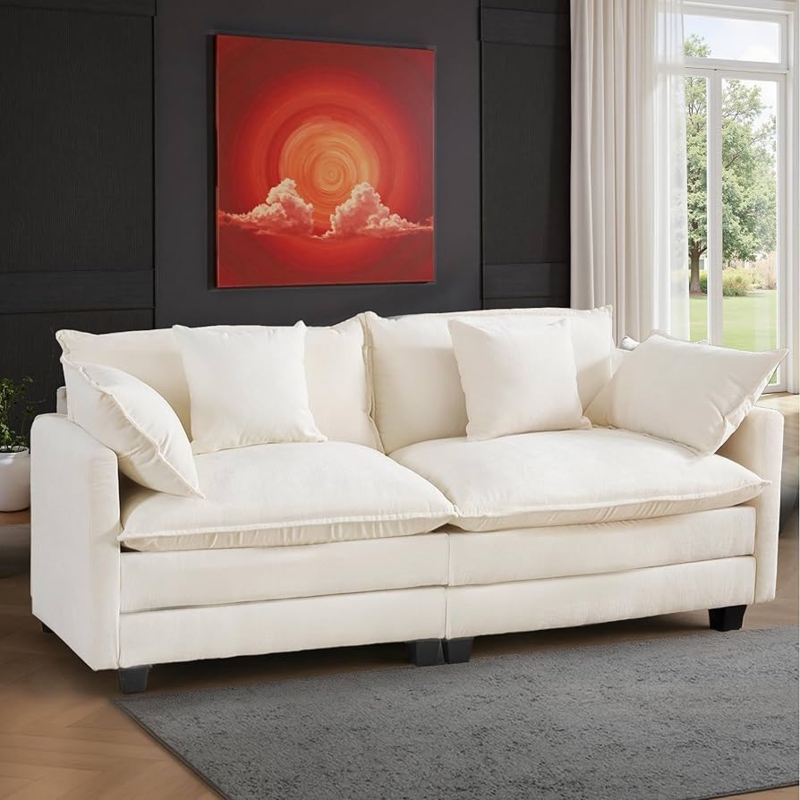 Loveseat, Chenille Fabric, Deep Cushions, Contemporary Apartment Decor