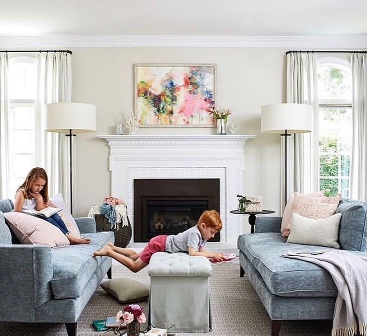 Loveseat Cream Facing Arrangement Exposed Ceiling Beams