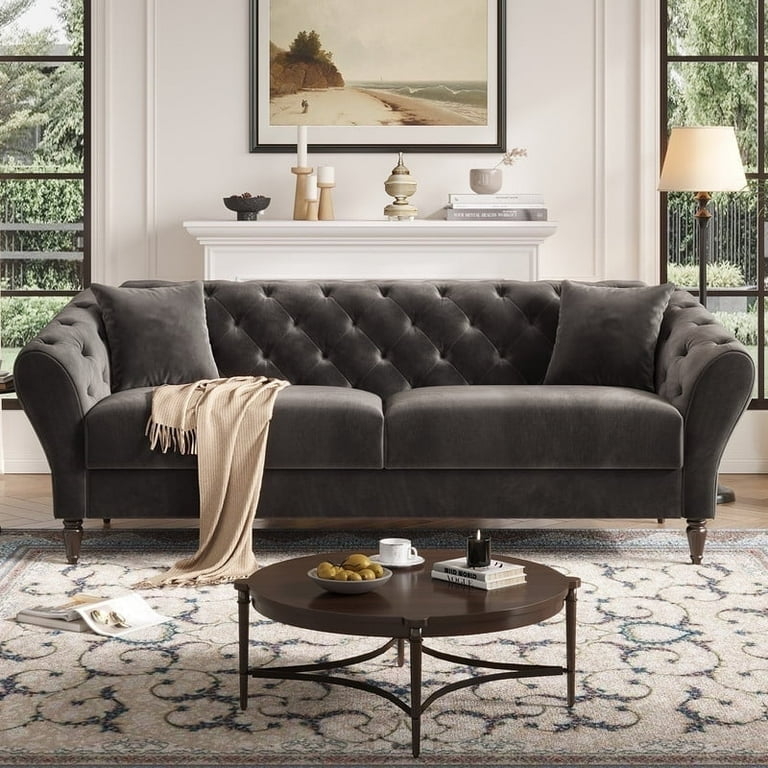 Loveseat Emerald Green Chesterfield Button Tufted Gold Bracket Legs