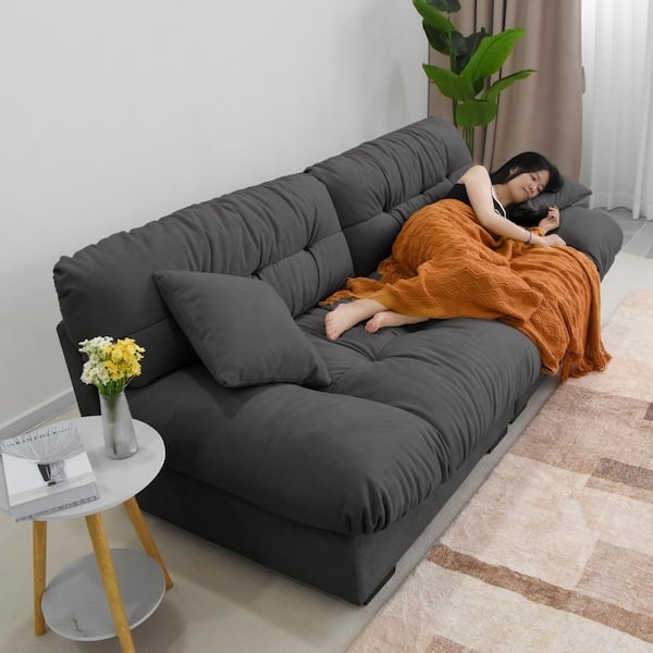 Loveseat Gray Cloud Silhouette Deep Seat Minimalist Sofa
