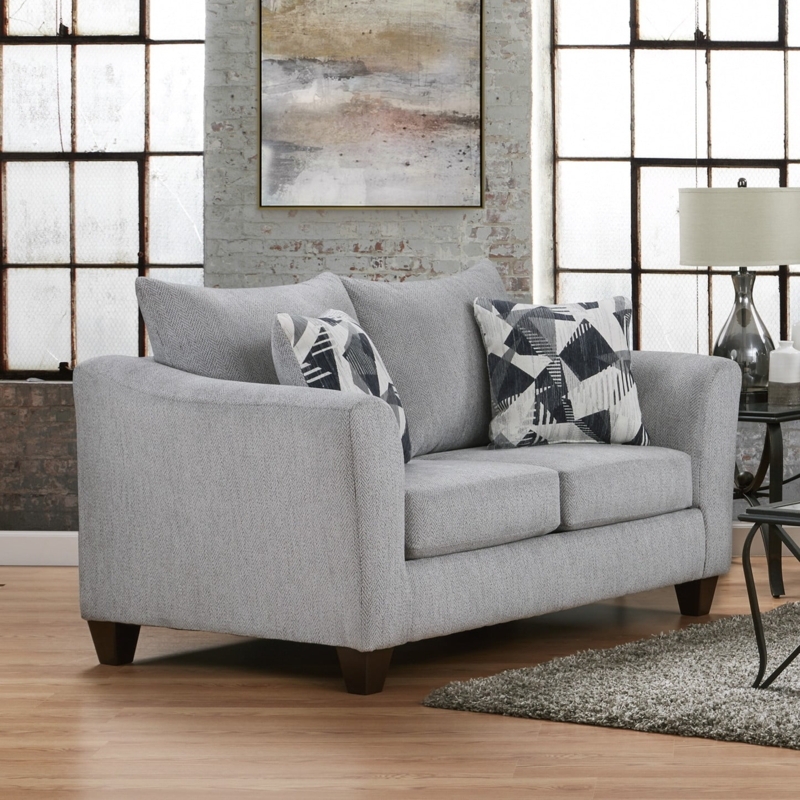 Loveseat Herringbone Flared Arms Transitional Style Tapered Legs