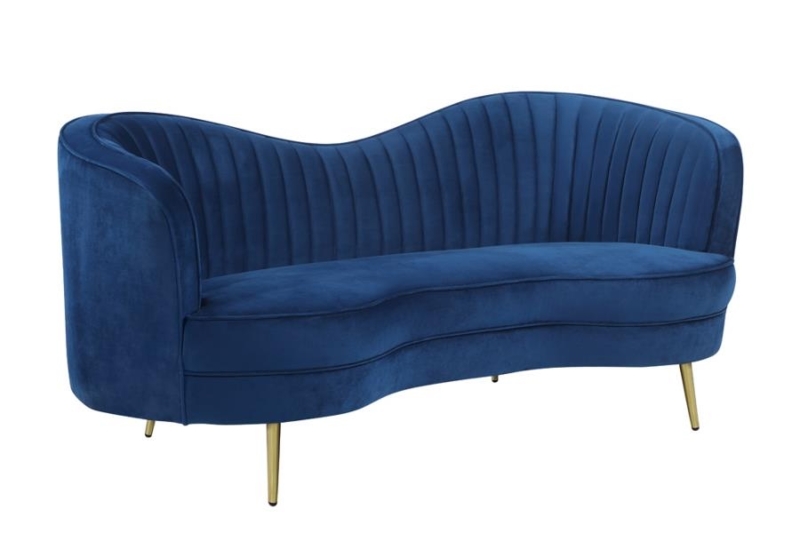 Loveseat in Azure Blue with Button Tufting and Tapered Legs