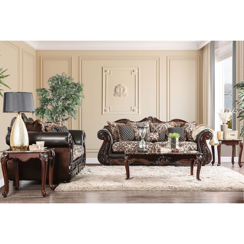 Loveseat Leather Like, Rolled Arms, Nailhead Trim.