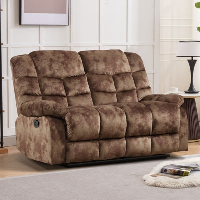 Loveseat Manual Reclining Light Gray Cozy For Two
