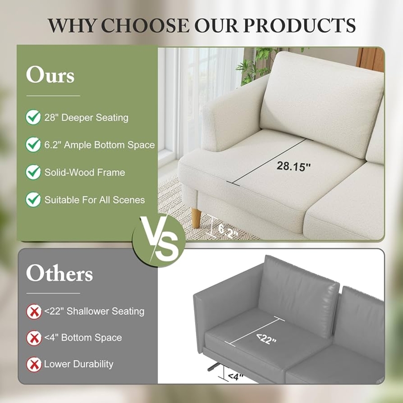 Loveseat Mid Century Beige Splayed Legs Small Space Seating
