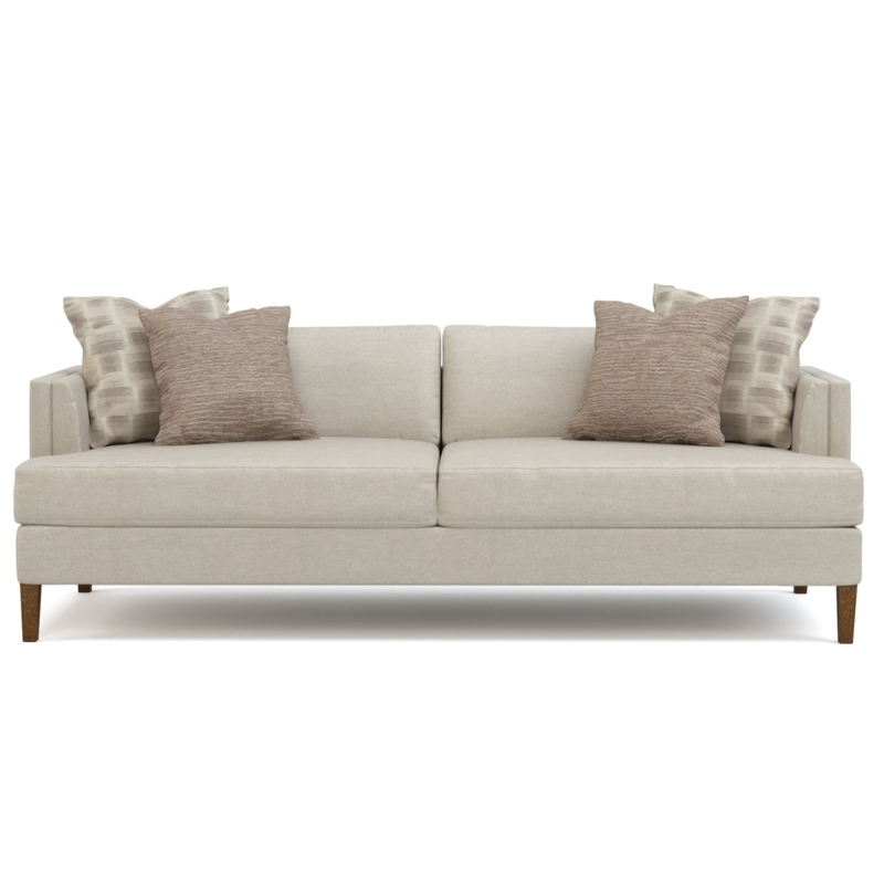 Loveseat Mission Style Brown Faux Leather with Exposed Wood Frame