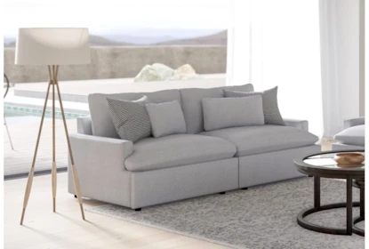 Loveseat Modern Power Recline Silver Grey Track Arms USB Port