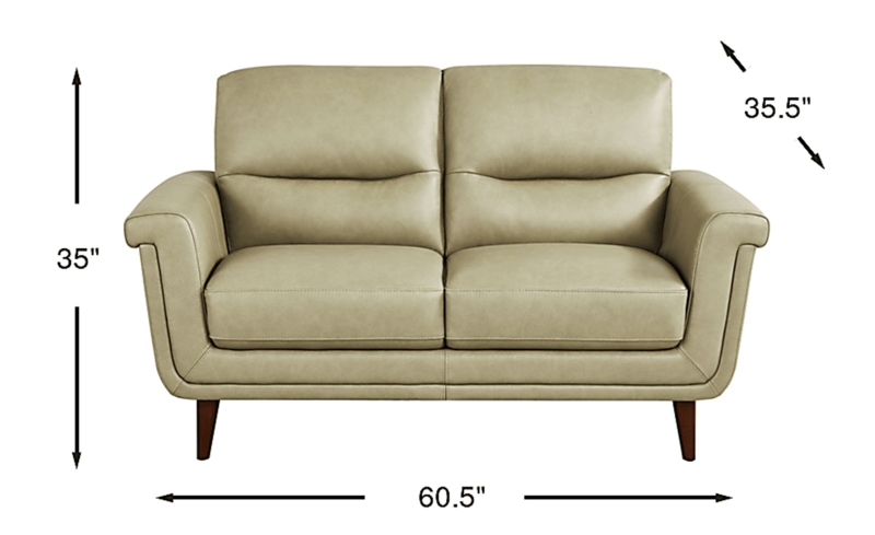 Loveseat Sage Green Leather Track Arm Silhouette Modern Transitional