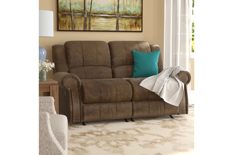 Loveseat Slate Gray Button Tufting Tapered Wood Legs Mid-Century