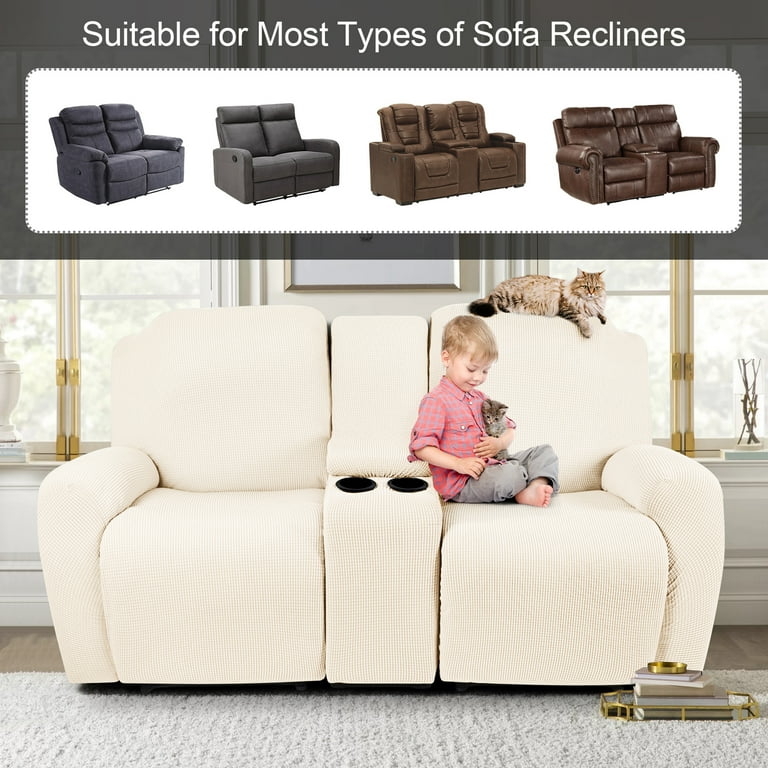 Loveseat Slipcover Set with Waffle Knit Texture and Four Piece Design
