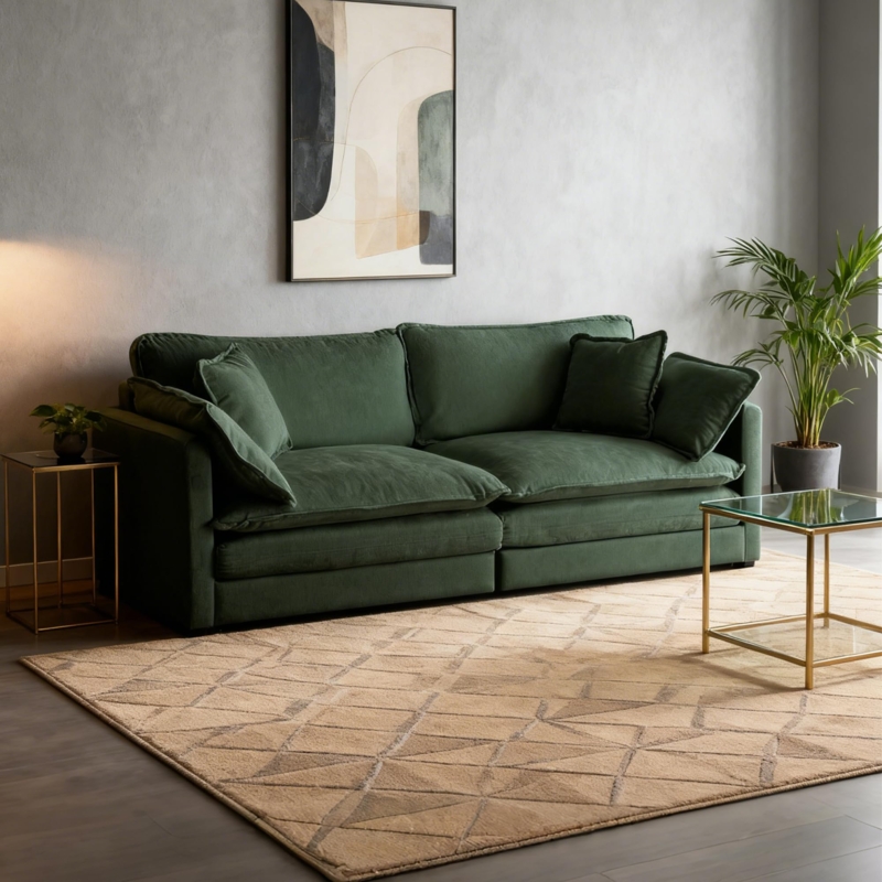 Loveseat Sofa Cream Chenille Low Profile Cloud Couch Ideas