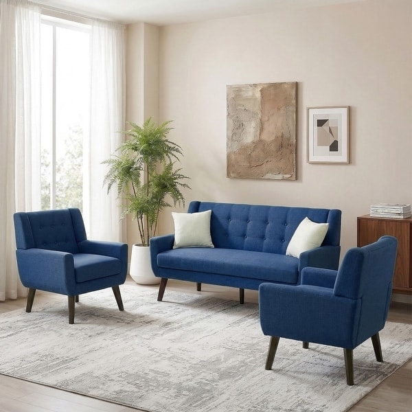 Loveseat Teal Button Tufted Barrel Back Mid-Century Set Idea (68 characters)