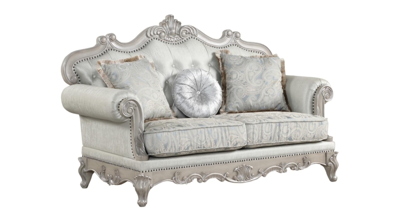 Loveseat Traditional Button Tufted Rolled Arms Turned Legs