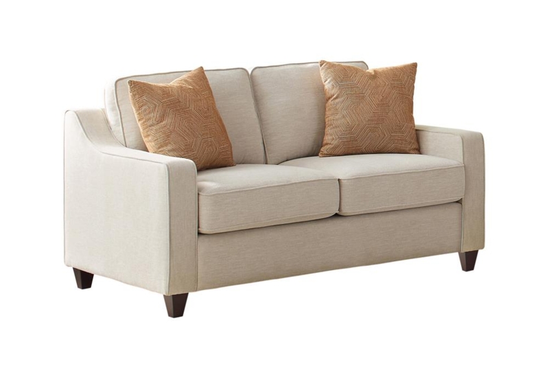 Loveseat Transitional Rolled Arms Turned Legs Bun Feet