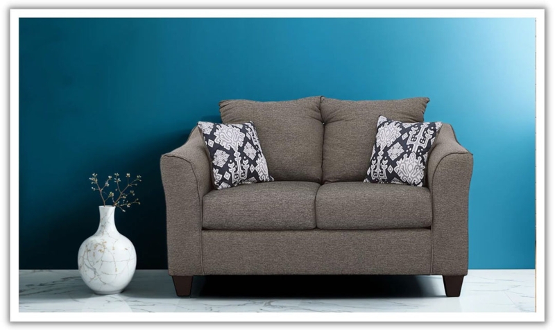 Loveseat Upholstery with Thick Block Feet Modern Charcoal Gray