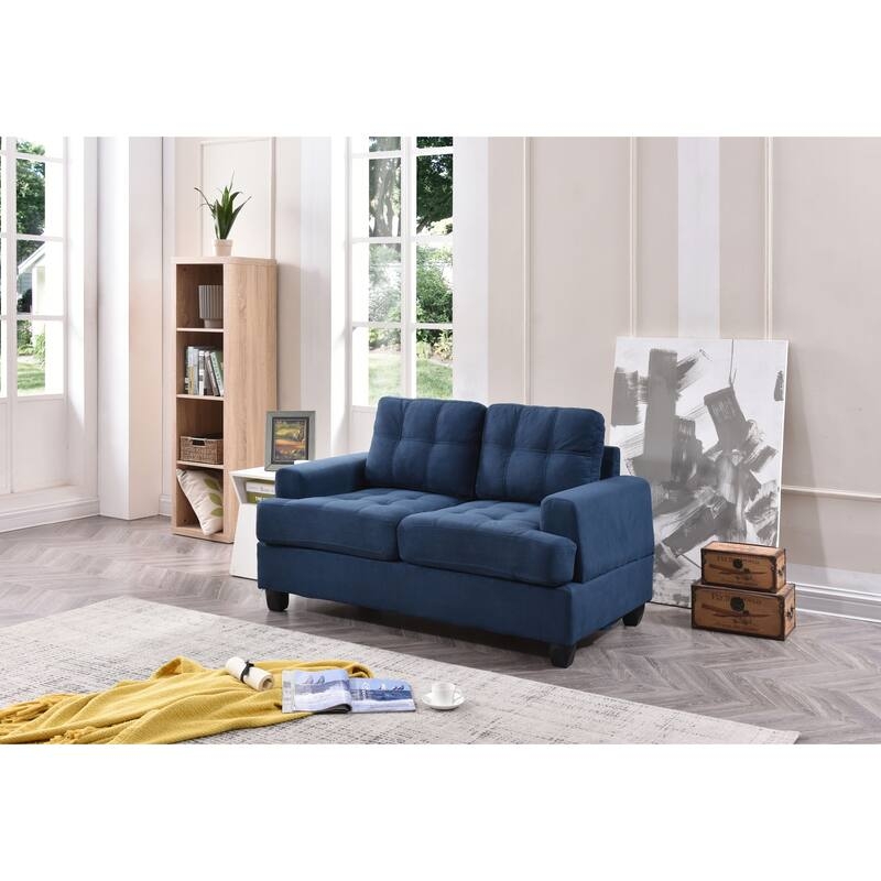 Loveseat White Faux Leather Diamond Tufting Chrome Legs Modern Glam