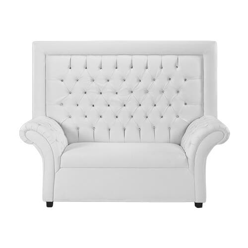 Loveseat White High Back Crystal Button Tufting Glam Lounge Seating