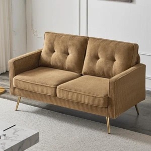 Loveseat with Black Tapered Legs Compact Two Seat Frame Grey Sofa