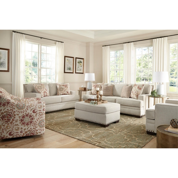 Loveseat with Boxy Silhouette and Dark Tapered Wood Legs