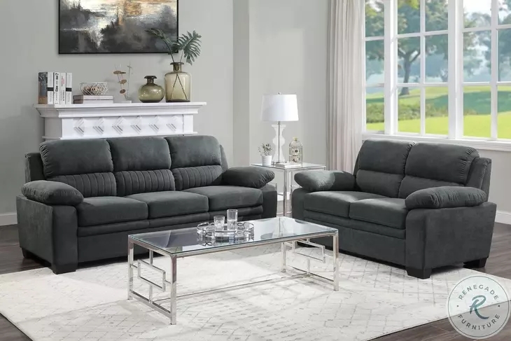 Loveseat with Button Tufting and Tapered Legs, a Modern Gray Loveseat Seating