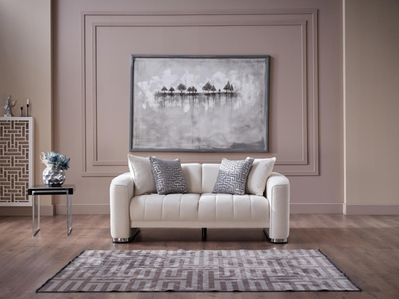 Loveseat with Flared Arms and Polished Chrome Metal Legs