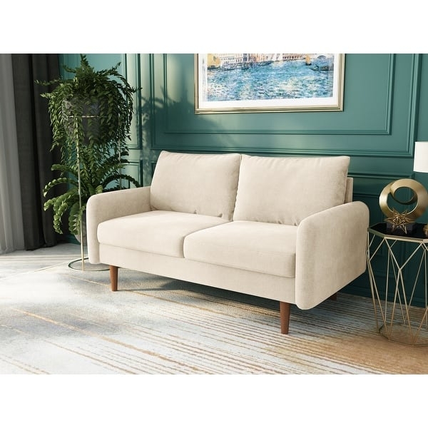 Loveseat with Gold Tapered Legs Teal Velvet Small Space Seating