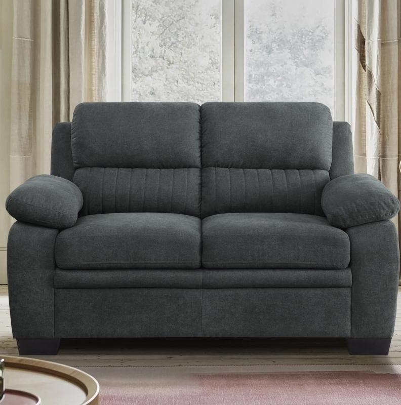 Loveseat with Tapered Legs in Charcoal Gray Textured Fabric