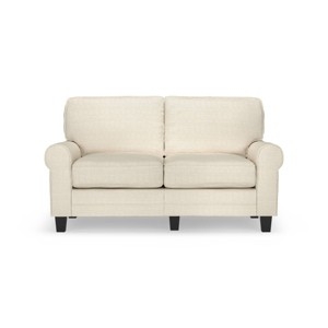 Loveseat with Tapered Wood Legs and Track Arms for Compact Spaces