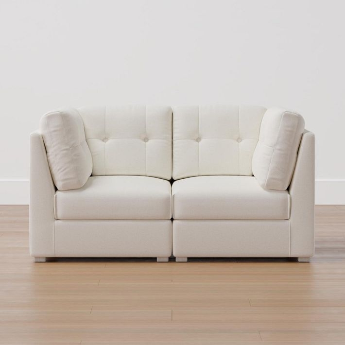 Low Profile Plush Chenille Storage Loveseat in Light Gray