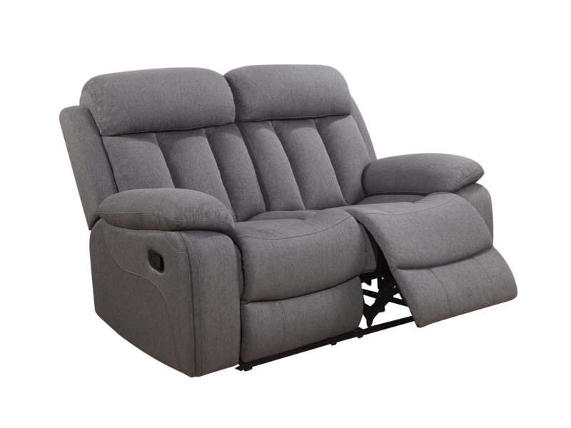 Manual Recline Loveseat Heather Gray Fabric Pillow Top Arms
