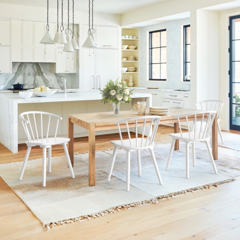 Matte Black Spindle Back Dining Chair Set Modern Farmhouse