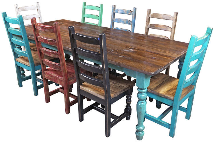 Mexican Colonial 9-Piece Dining Set with Distressed Finish