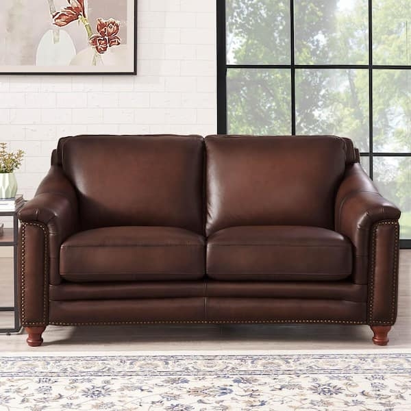 Mid-Century Caramel Loveseat with Removable Cushions for Small Spaces