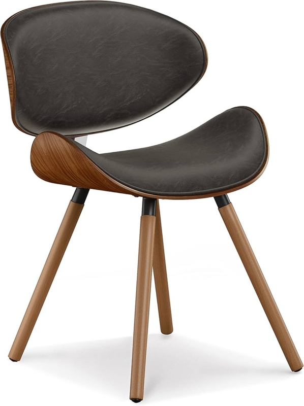 Mid-Century Dining Chair Bentwood Back Cutout Distressed Brown