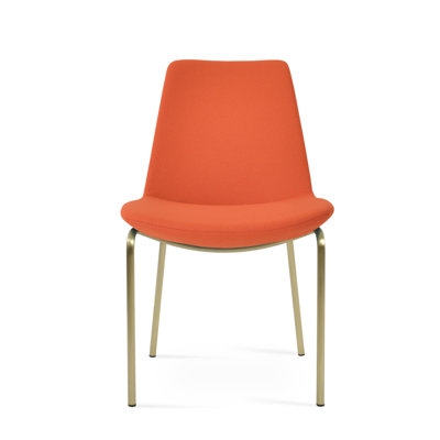 Mid-Century Dining Chair Teal Molded Seat with Brass Eiffel Base
