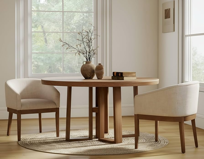 Mid-Century Dining Chairs with Barrel Back and Wood Legs