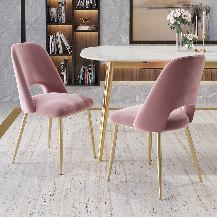 Mid-Century Dining Chairs with Unique Hollow Back Design