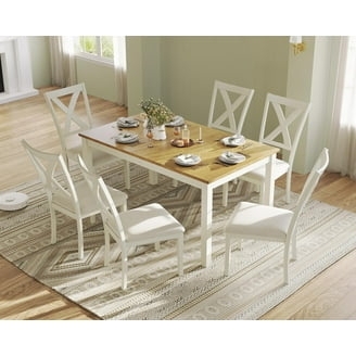 Mid-Century Dining Set Walnut Extendable Table Grey Open Back Chairs