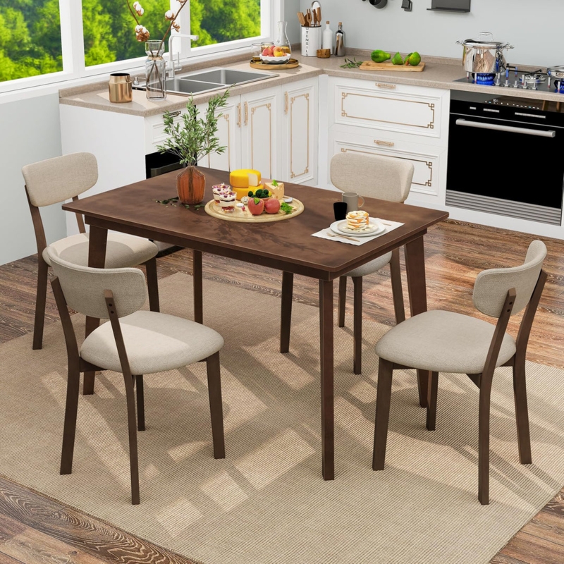 Mid-Century Dining Set with Ladder Back Chairs
